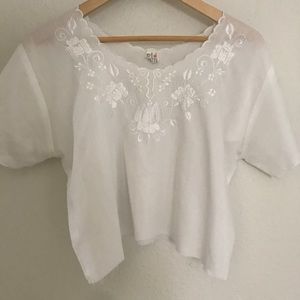 Embroidered white top
